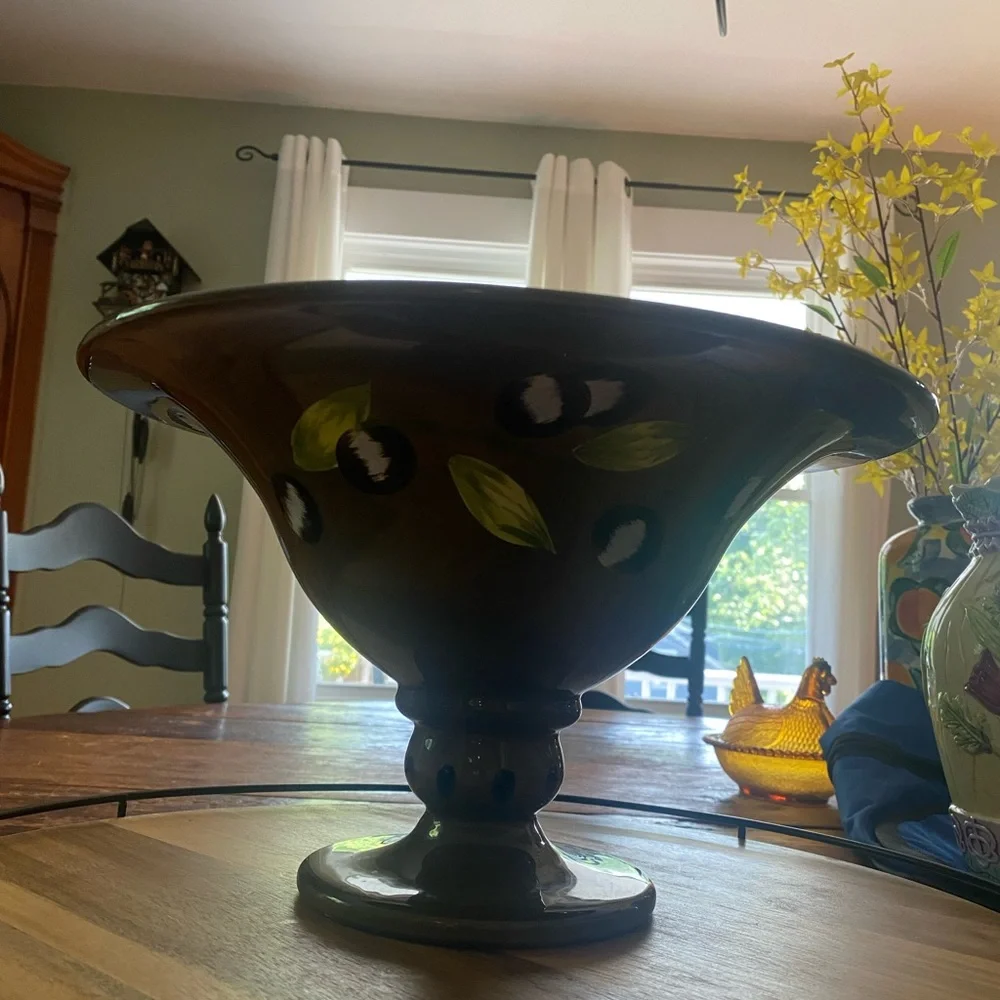 Gates Ware Extra Large Olive Pattern Ceramic Pasta/Salad Serveware Bowl - Picture 7 of 7